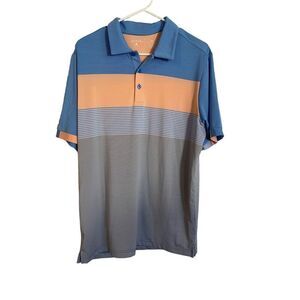 Antigua Mens Multi-Color Colorblock Short-Sleeve Pointed Collar Polo Shirt Mediu